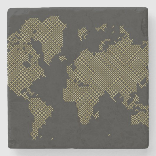 デジタル世界地図 ストーンコースター (正面)