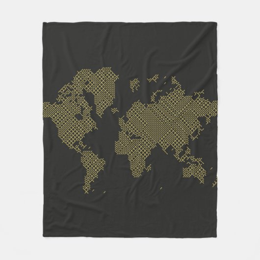 デジタル世界地図 フリースブランケット (正面)