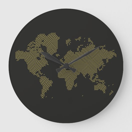 デジタル世界地図 ラージ壁時計 (正面)
