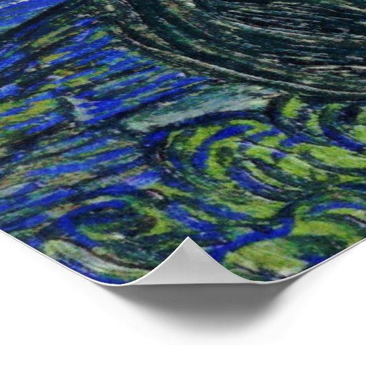 デジタル修正スターリーナイトバンぼやけゴッホ ポスター (角)