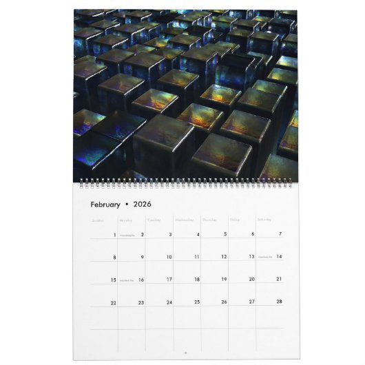 デジタル冒とく抽象的ウォールカレンダー カレンダー (2月 2026)