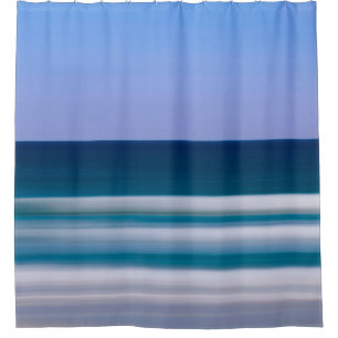 デジタル写真の意図的ぼやけな青の船首 シャワーカーテン
