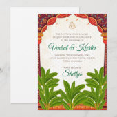 デジタル南インドの結婚式の招待状テルグ語版 招待状 (正面/裏面)