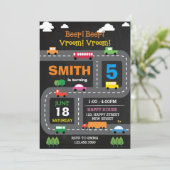 デジタル印刷可能トランスポート誕生日招待状 招待状 (スタンド正面)