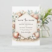 デジタル印刷可能ビーチ結婚式 セーブザデート (スタンド正面)