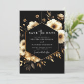 デジタル印刷可能金ゴールドと結婚黒 セーブザデート (スタンド正面)