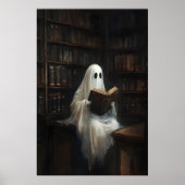 デジタル印刷：図書館で本を読む幽霊 ポスター (正面)