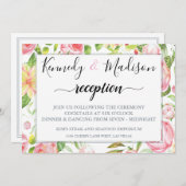 デジタル受付 春のピンクのバラと蝶 招待状 (正面/裏面)