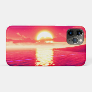 デジタル合成波サンセット海反射 iPhone 11 PROケース