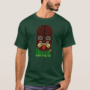 デジタル天然8ビットピクセル芸術のTikiの島民のマスク Tシャツ