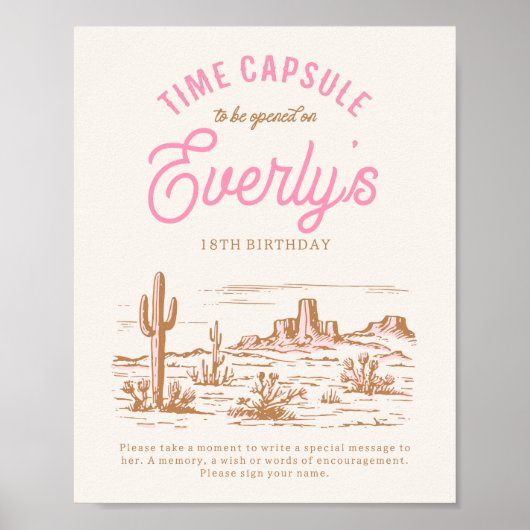 デジタル女性のカーボーイタイムカプセル標識 ポスター (正面)