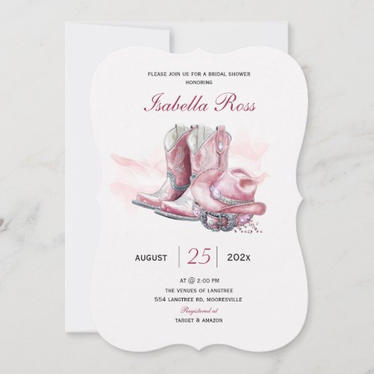 デジタル女性のカーボーイブライダルシャワーテンプレート 招待状 (正面)