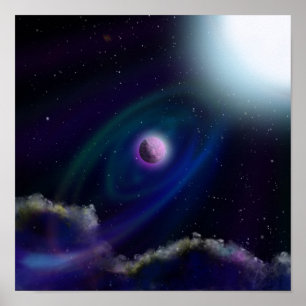 デジタル宇宙の絵画惑星 ポスター