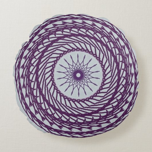 デジタル幾何形状パターン ラウンドクッション (正面)