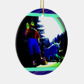 デジタル式に高められるPaul Bunyanおよびウシの写真 セラミックオーナメント (右)