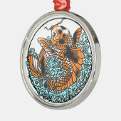 デジタル彩色鯉の装飾手描き メタルオーナメント (左)