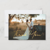 デジタル感謝してい金ゴールド手書き結婚写真 カード (正面)
