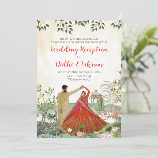 デジタル披露宴カードとインディアン結婚式の招待 招待状 (スタンド正面)