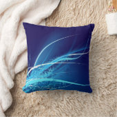 デジタル抽象的で青いデザイナー枕 クッション (ブランケット)