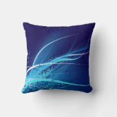 デジタル抽象的で青いデザイナー枕 クッション (裏面)