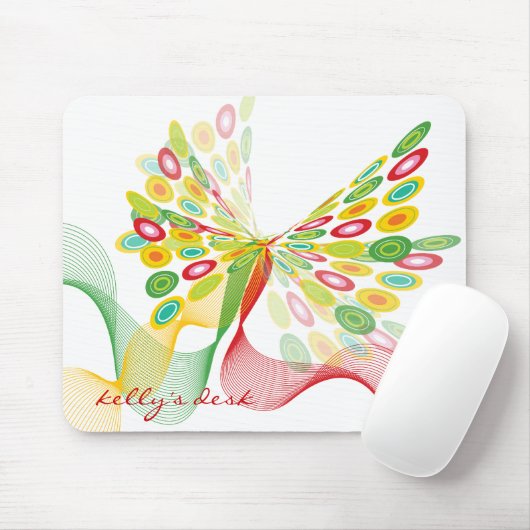 デジタル抽象的なレトロは近代美術の蝶に点を打ちます マウスパッド (マウス)