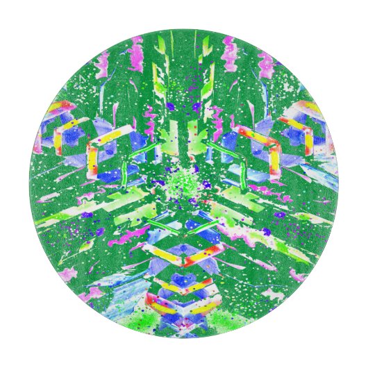 デジタル抽象芸術アートはカオスと呼ぶ カッティングボード (正面)