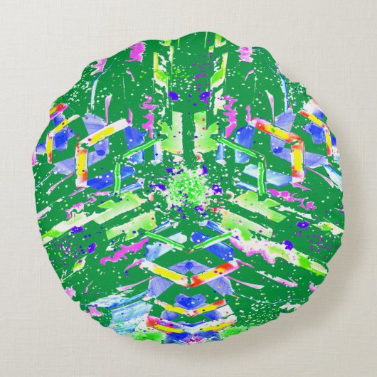 デジタル抽象芸術アートはカオスと呼ぶ ラウンドクッション (裏面)