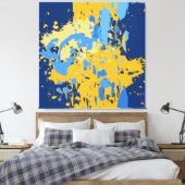デジタル抽象芸術ブルー&イエロー絵を描(ばちゃばちゃ)跳ねる キャンバスプリント (インサイチュ (寝室))