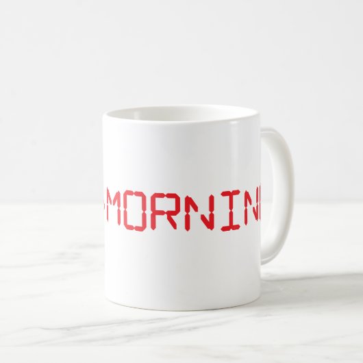 デジタル時計グッドモーニングコーヒーマグ早期バーダー コーヒーマグカップ (正面右)