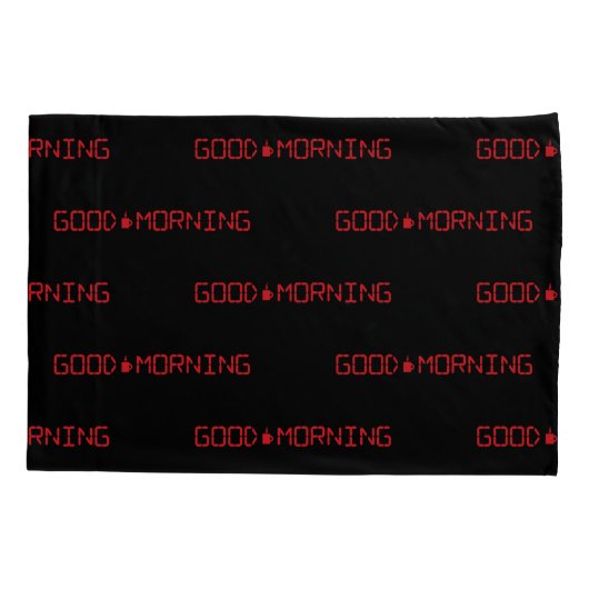 デジタル時計グッドモーニングコーヒーマグ早期バーダー 枕カバー (裏面)