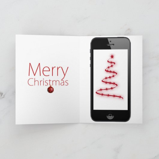 デジタル木が付いている頭が切れるな電話クリスマスメッセージ シーズンカード (内部)