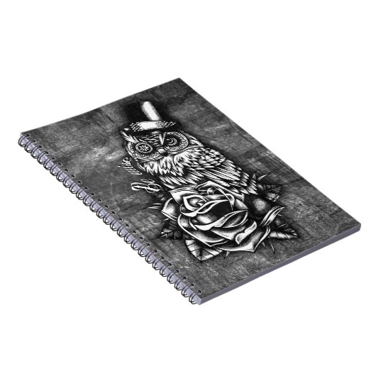 デジタル木製の基盤の賢い入れ墨のスタイルのフクロウがあって下さい ノートブック (右側)