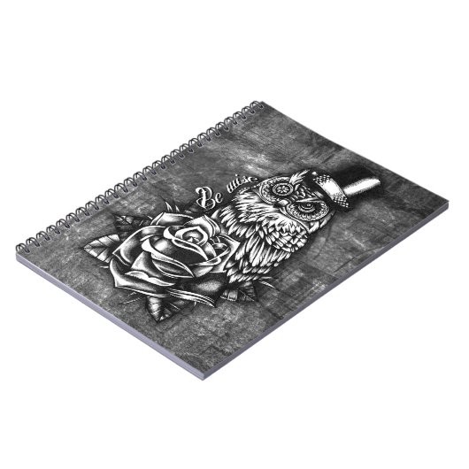 デジタル木製の基盤の賢い入れ墨のスタイルのフクロウがあって下さい ノートブック (左側)