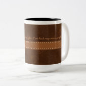 デジタル未加工皮のブラウンのおもしろいな革ステッチの革紐 ツートーンマグカップ (正面右)