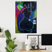 デジタル水中のアフリカの月 ポスター (ホームオフィス)