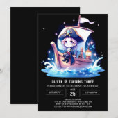 デジタル水彩海賊誕生日 招待状 (正面/裏面)