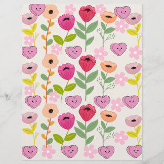 デジタル水彩花スクラップ紙