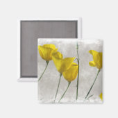 デジタル水彩黄カリフォルニアポピーズマグネ マグネット (正面/裏面)