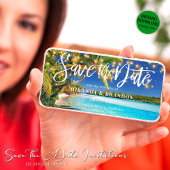 デジタル熱帯ビーチ保存日付招待状 セーブザデート