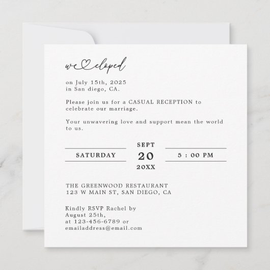 デジタル私たちが出会った 私たちが出会った 私たちが駆け落ちした お知らせ 招待状 (裏面)