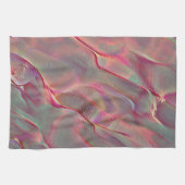 デジタル粒子の粗いロッキーサテン、桃または生きているサンゴ キッチンタオル (横)