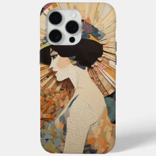 デジタル紙コラージュウーマンポートレートプリント iPhone 15 PRO MAXケース