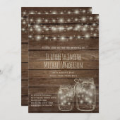 デジタル素朴ウェディング招待メイソンのジャースライト 招待状 (正面/裏面)