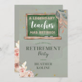 デジタル素朴先生退職パーティーテンプレート 招待状 (正面/裏面)