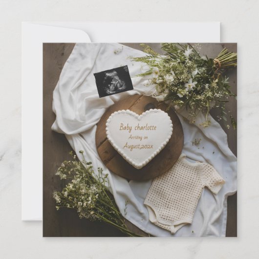 デジタル素朴編集可能な妊娠の告知 招待状 (正面)