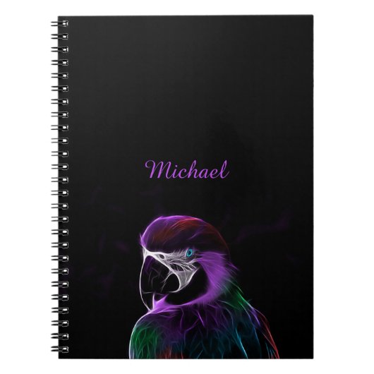 デジタル紫色のオウムのフラクタル ノートブック (正面)