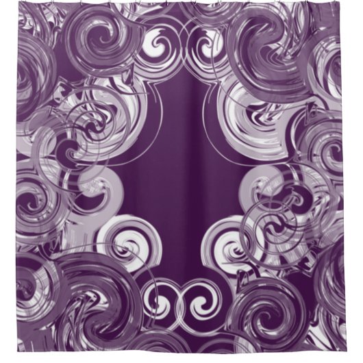 デジタル紫色の芸術を転がること シャワーカーテン (正面)