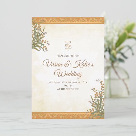 デジタル結婚ヒンズー教のカードとインディアン招待状 招待状 (スタンド正面)