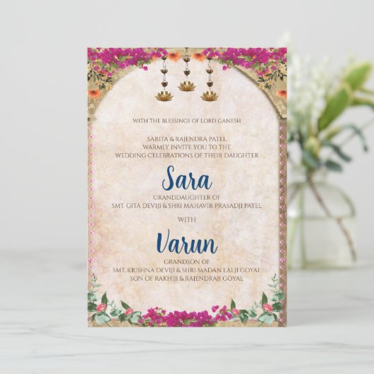 デジタル結婚ヒンズー教のカード結婚インディアンのカード 招待状 (スタンド正面)