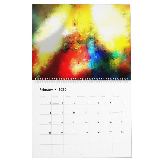 デジタル絵画コンピュータ抽象芸術 カレンダー (2月 2026)